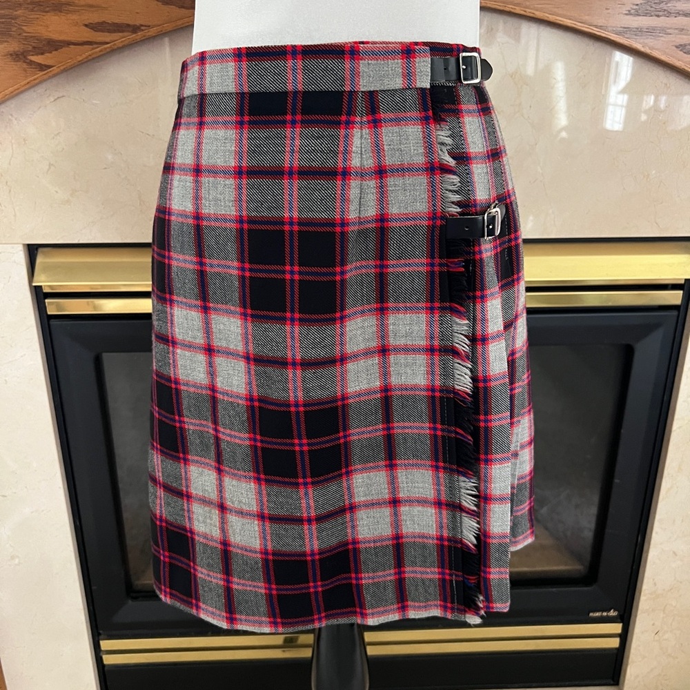 James Pringle Pure‎ Wool Vintage Scotland Kilt Tartan Pleated Skirt Size 14 NWOT